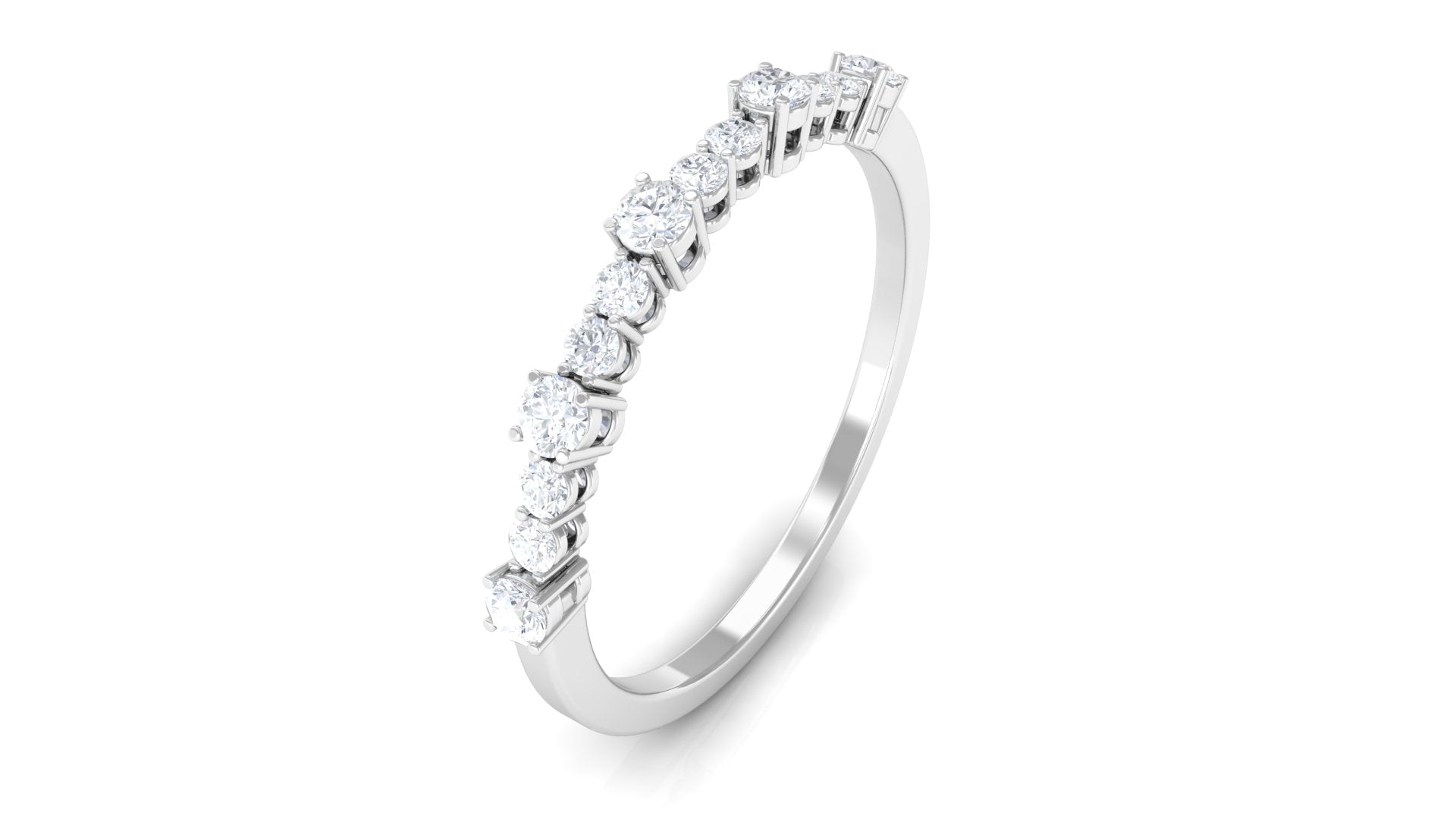 Rosec Jewels-Minimal Diamond Half Eternity Stackable Ring