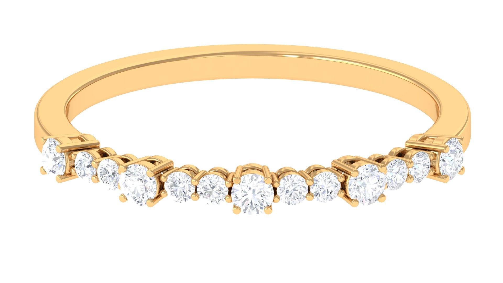 Rosec Jewels-Minimal Diamond Half Eternity Stackable Ring