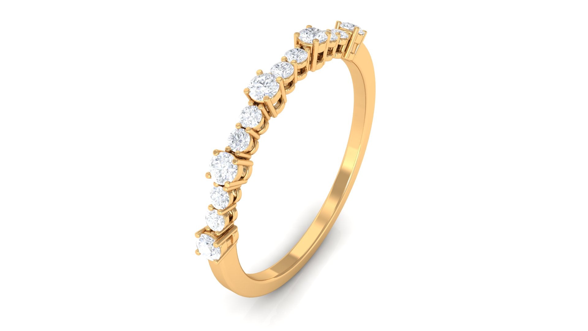 Rosec Jewels-Minimal Diamond Half Eternity Stackable Ring