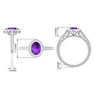 Rosec Jewels-Vintage Inspired Oval Amethyst Engagement Ring with Diamond