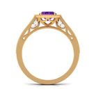 Rosec Jewels-Vintage Inspired Oval Amethyst Engagement Ring with Diamond