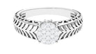 Rosec Jewels-Round Cut Real Diamond Engagement Ring with Gold Filigree Shank