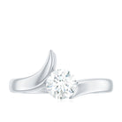 Rosec Jewels-Round Certified Moissanite Solitaire Bypass Ring in Gold