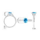 Cathedral Swiss Blue Topaz Engagement Ring with Diamond Swiss Blue Topaz - ( AAA ) - Quality - Rosec Jewels