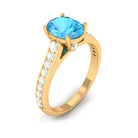 Cathedral Swiss Blue Topaz Engagement Ring with Diamond Swiss Blue Topaz - ( AAA ) - Quality - Rosec Jewels