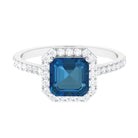 Rosec Jewels-Crown Shank London Blue Topaz Engagement Ring with Diamond Accent