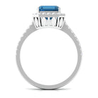 Rosec Jewels-Crown Shank London Blue Topaz Engagement Ring with Diamond Accent