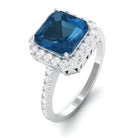 Rosec Jewels-Crown Shank London Blue Topaz Engagement Ring with Diamond Accent