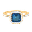 Rosec Jewels-Crown Shank London Blue Topaz Engagement Ring with Diamond Accent