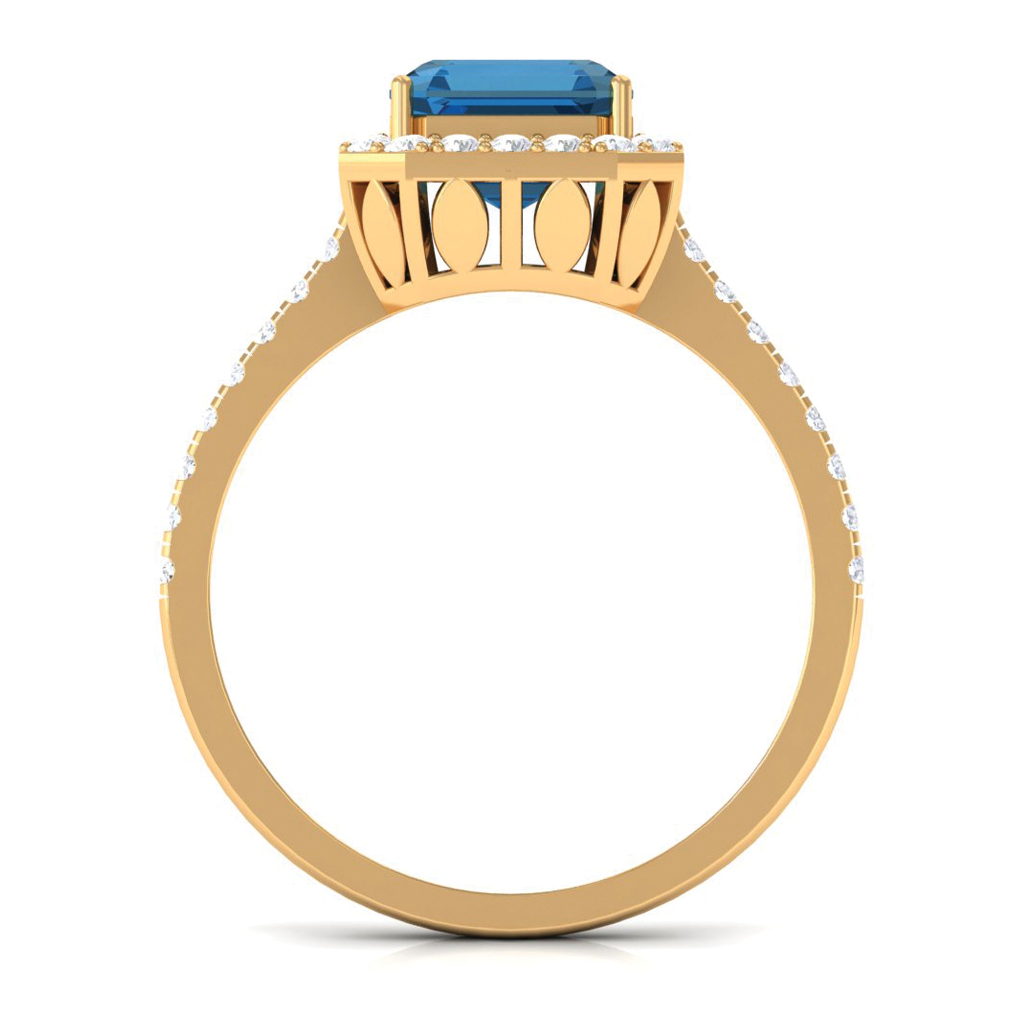 Rosec Jewels-Crown Shank London Blue Topaz Engagement Ring with Diamond Accent