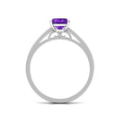 Rosec Jewels-4 Prong Set Amethyst Solitaire and Diamond Ring