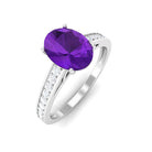 Rosec Jewels-4 Prong Set Amethyst Solitaire and Diamond Ring