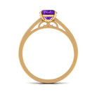 Rosec Jewels-4 Prong Set Amethyst Solitaire and Diamond Ring