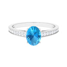 1.50 CT Swiss Blue Topaz Solitaire and Diamond Ring Swiss Blue Topaz - ( AAA ) - Quality - Rosec Jewels