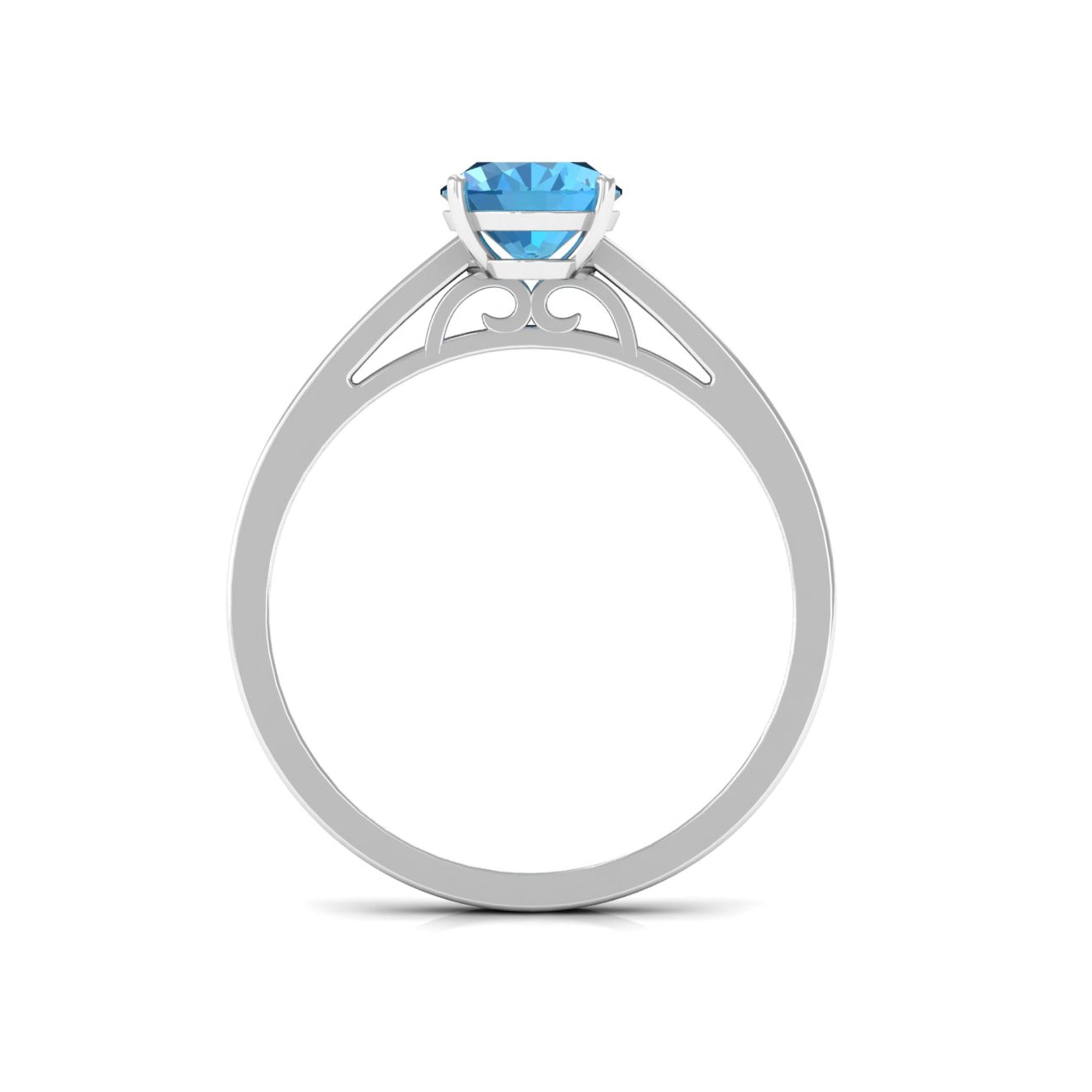 1.50 CT Swiss Blue Topaz Solitaire and Diamond Ring Swiss Blue Topaz - ( AAA ) - Quality - Rosec Jewels