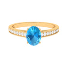 1.50 CT Swiss Blue Topaz Solitaire and Diamond Ring Swiss Blue Topaz - ( AAA ) - Quality - Rosec Jewels