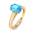 1.50 CT Swiss Blue Topaz Solitaire and Diamond Ring Swiss Blue Topaz - ( AAA ) - Quality - Rosec Jewels