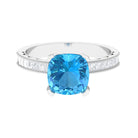 3 CT Swiss Blue Topaz and Moissanite Engagement Ring Swiss Blue Topaz - ( AAA ) - Quality - Rosec Jewels