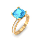 2.75 CT Swiss Blue Topaz Classic Solitaire Ring with Moissanite Swiss Blue Topaz - ( AAA ) - Quality - Rosec Jewels