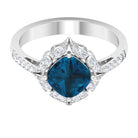 Rosec Jewels-Vintage Inspired London Blue Topaz and Diamond Engagement Ring