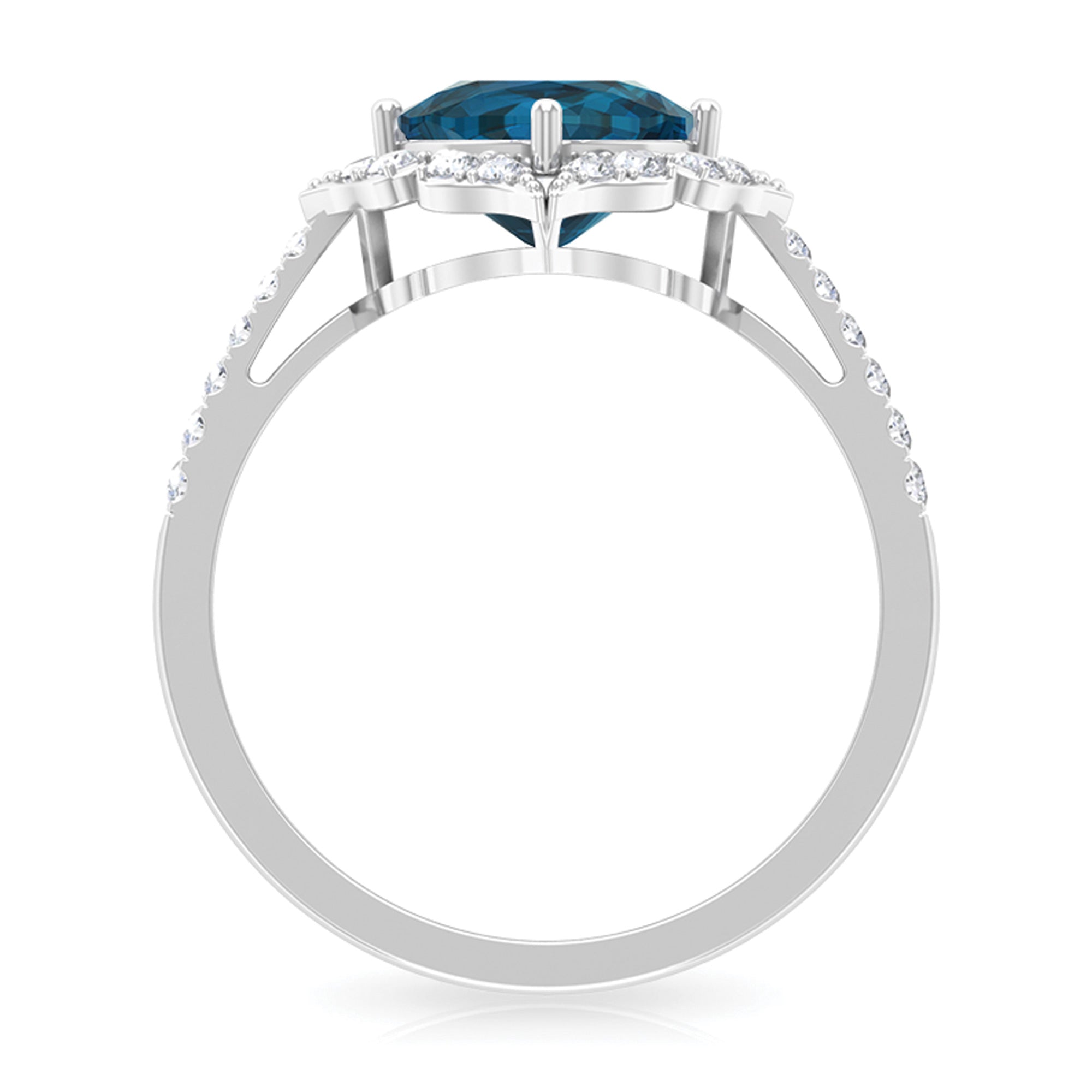 Rosec Jewels-Vintage Inspired London Blue Topaz and Diamond Engagement Ring