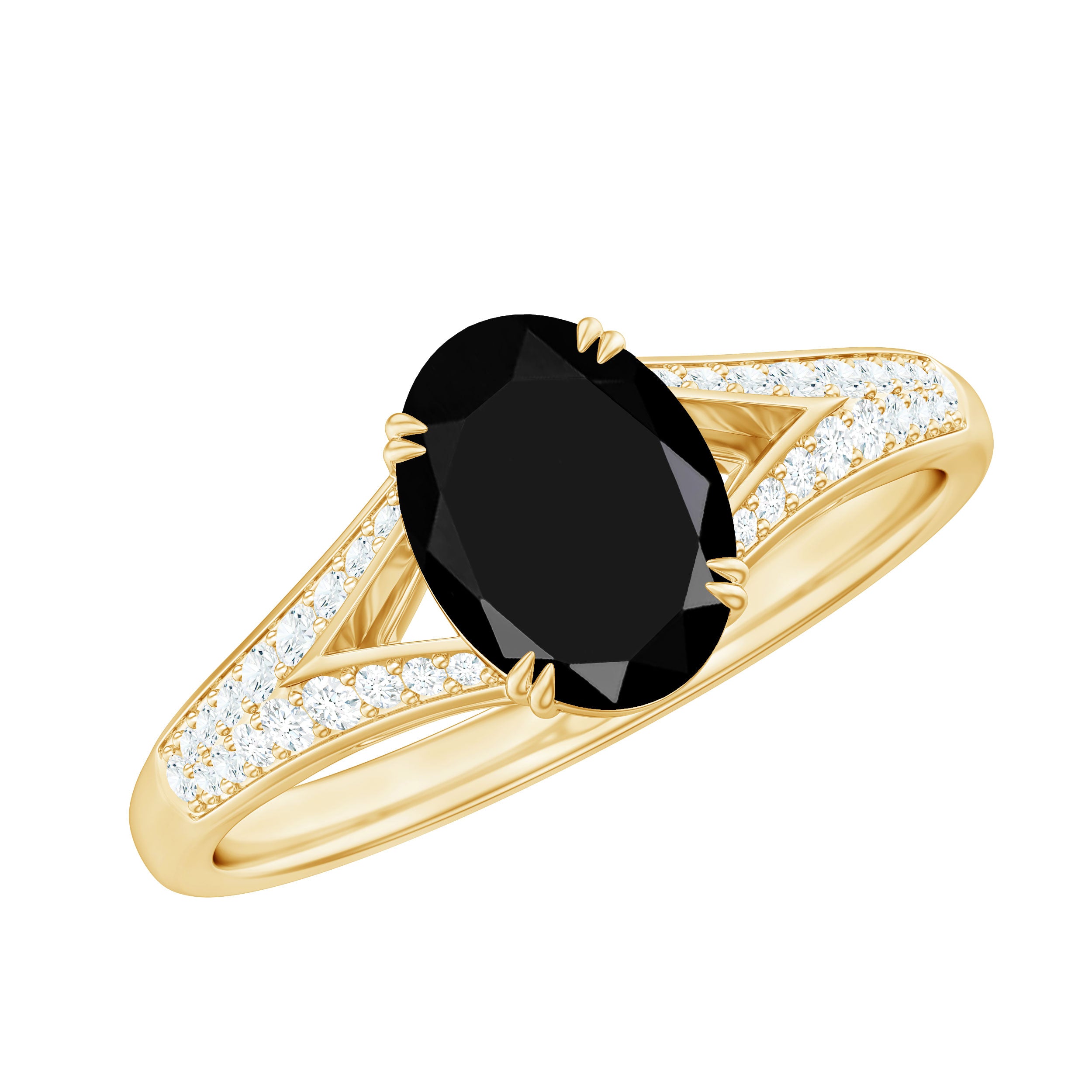 Rosec Jewels-Lab Created Black Diamond Solitaire Engagement Ring with Diamond