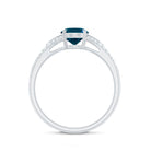 Rosec Jewels-Oval Shape London Blue Topaz Solitaire Ring with Diamond Split Shank