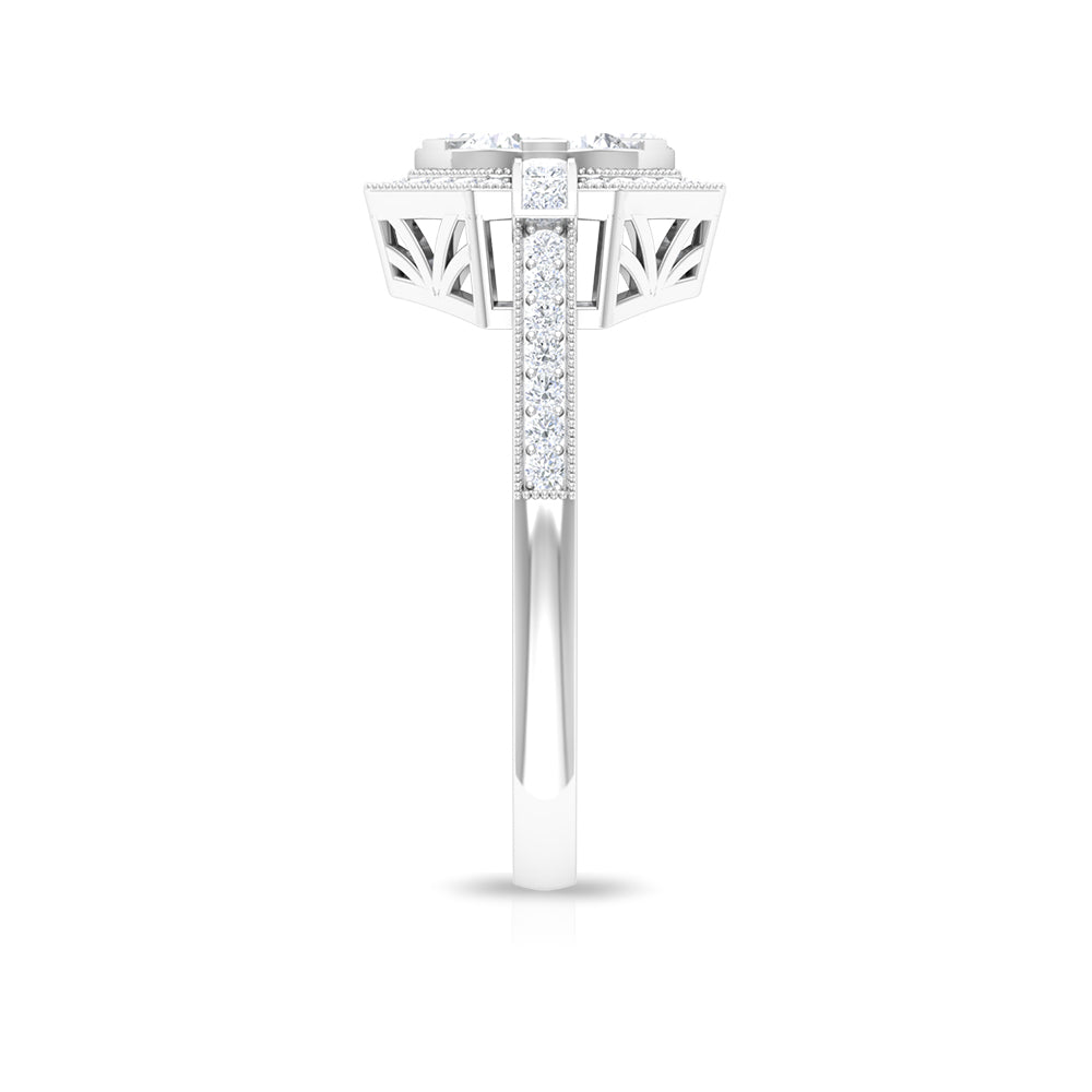 Rosec Jewels-Diamond Flower Engagement Ring in Prong Setting