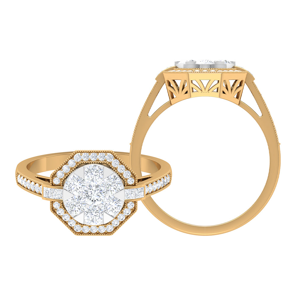 Rosec Jewels-Diamond Flower Engagement Ring in Prong Setting