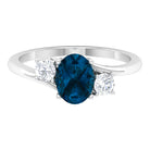 Rosec Jewels-2 CT Oval Cut London Blue Topaz Solitaire Bypass Ring with Diamond Side Stones (AAA Quality)