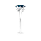 Rosec Jewels-2 CT Oval Cut London Blue Topaz Solitaire Bypass Ring with Diamond Side Stones (AAA Quality)