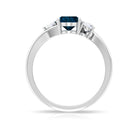 Rosec Jewels-2 CT Oval Cut London Blue Topaz Solitaire Bypass Ring with Diamond Side Stones (AAA Quality)