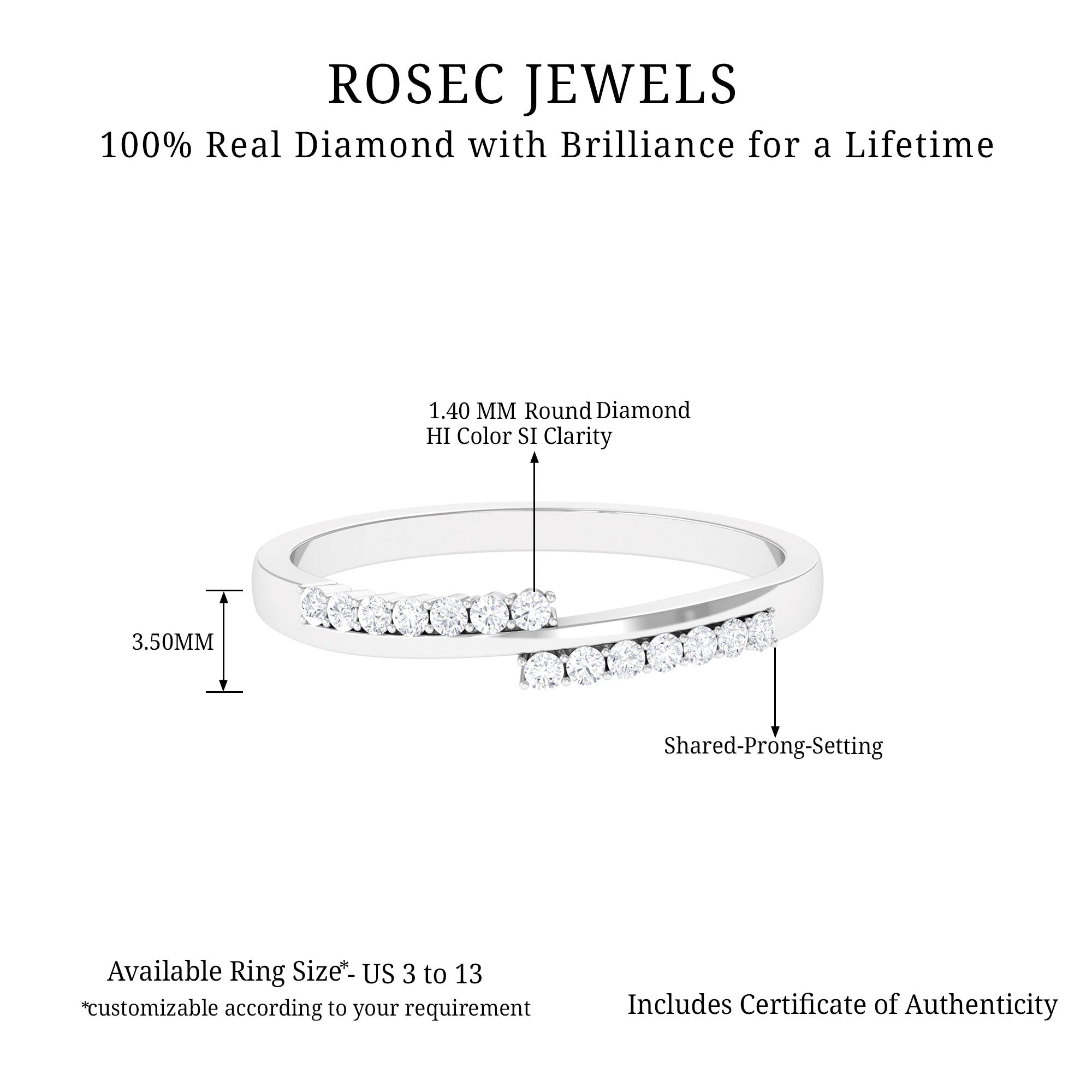 Rosec Jewels-Minimal Diamond Stackable Band Ring in Prong Setting