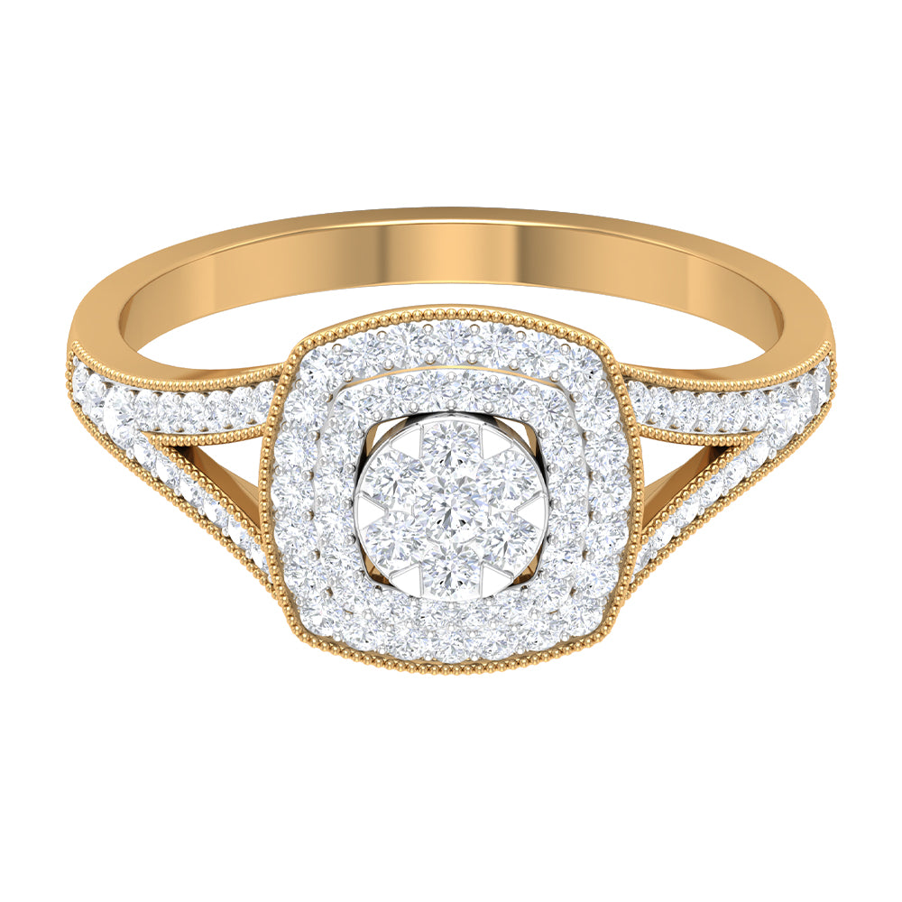 Rosec Jewels-Vintage Inspired Diamond Engagement Ring in Illusion Setting