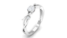 Rosec Jewels-Round Diamond Crossover Solitaire Engagement Ring in Gold