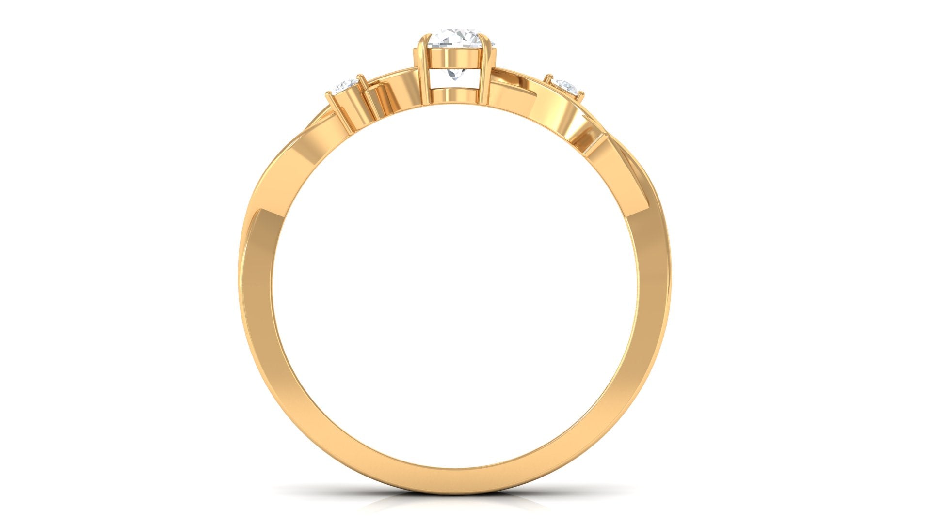 Rosec Jewels-Round Diamond Crossover Solitaire Engagement Ring in Gold