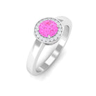 Rosec Jewels-Pink Sapphire and Diamond Halo Engagement Ring