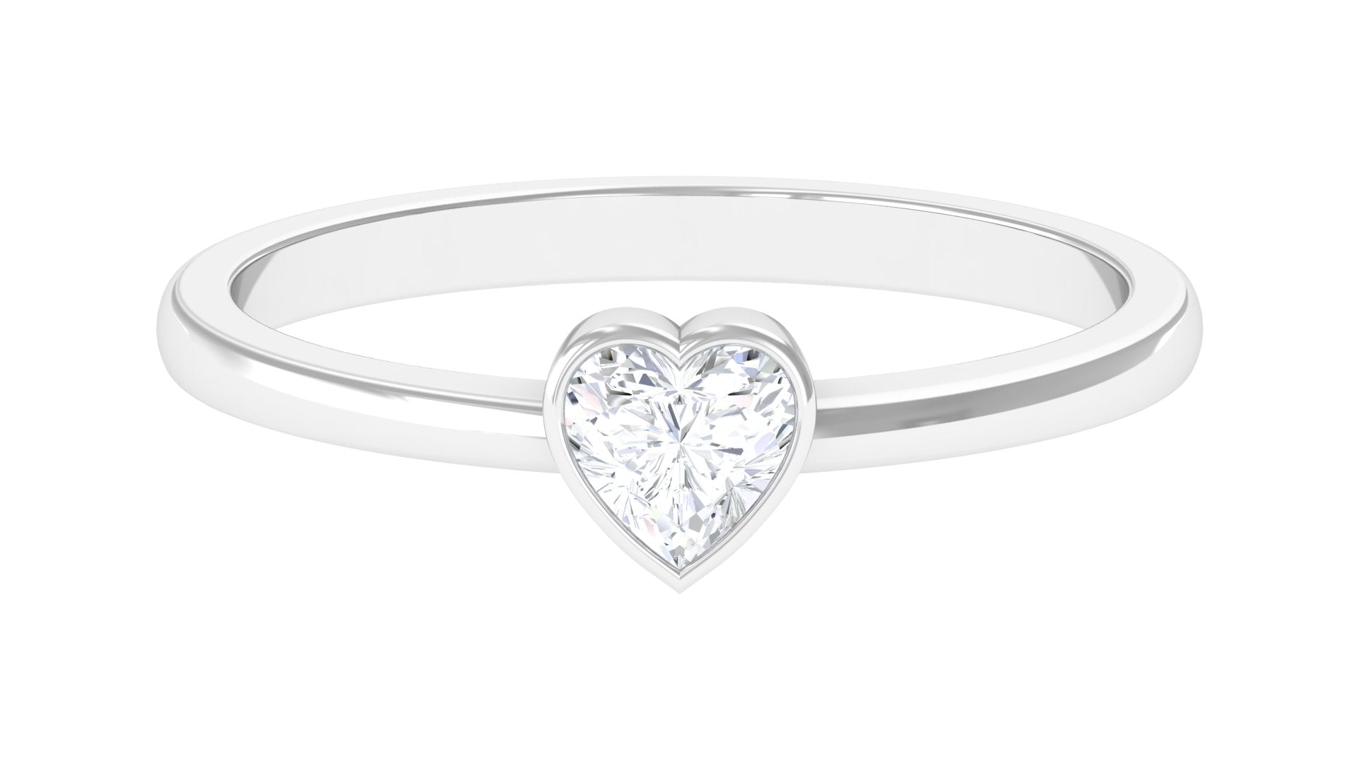 Rosec Jewels-Bezel Set Heart Shape Real Diamond Solitaire Promise Ring