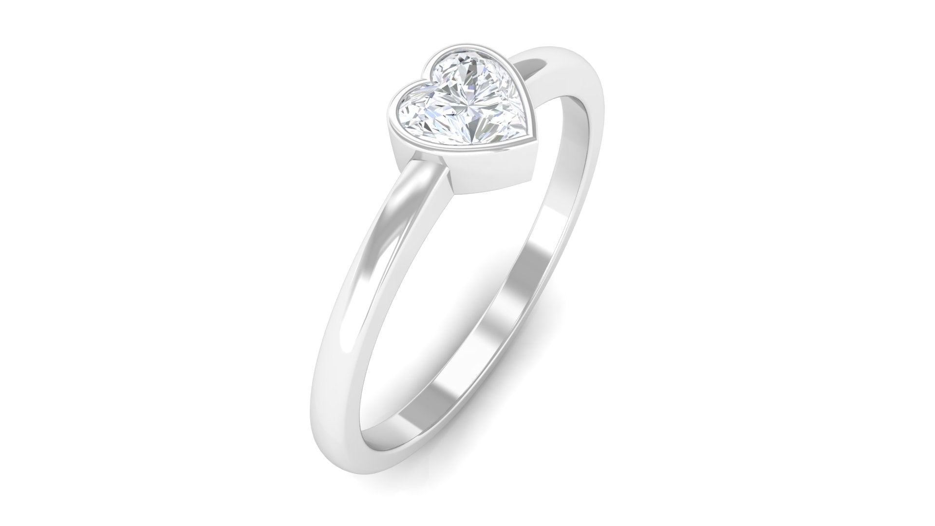 Rosec Jewels-Bezel Set Heart Shape Real Diamond Solitaire Promise Ring