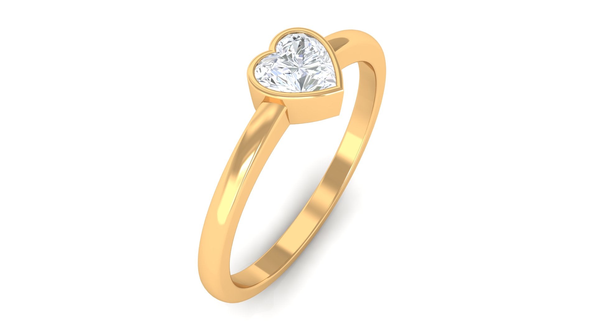 Rosec Jewels-Bezel Set Heart Shape Real Diamond Solitaire Promise Ring