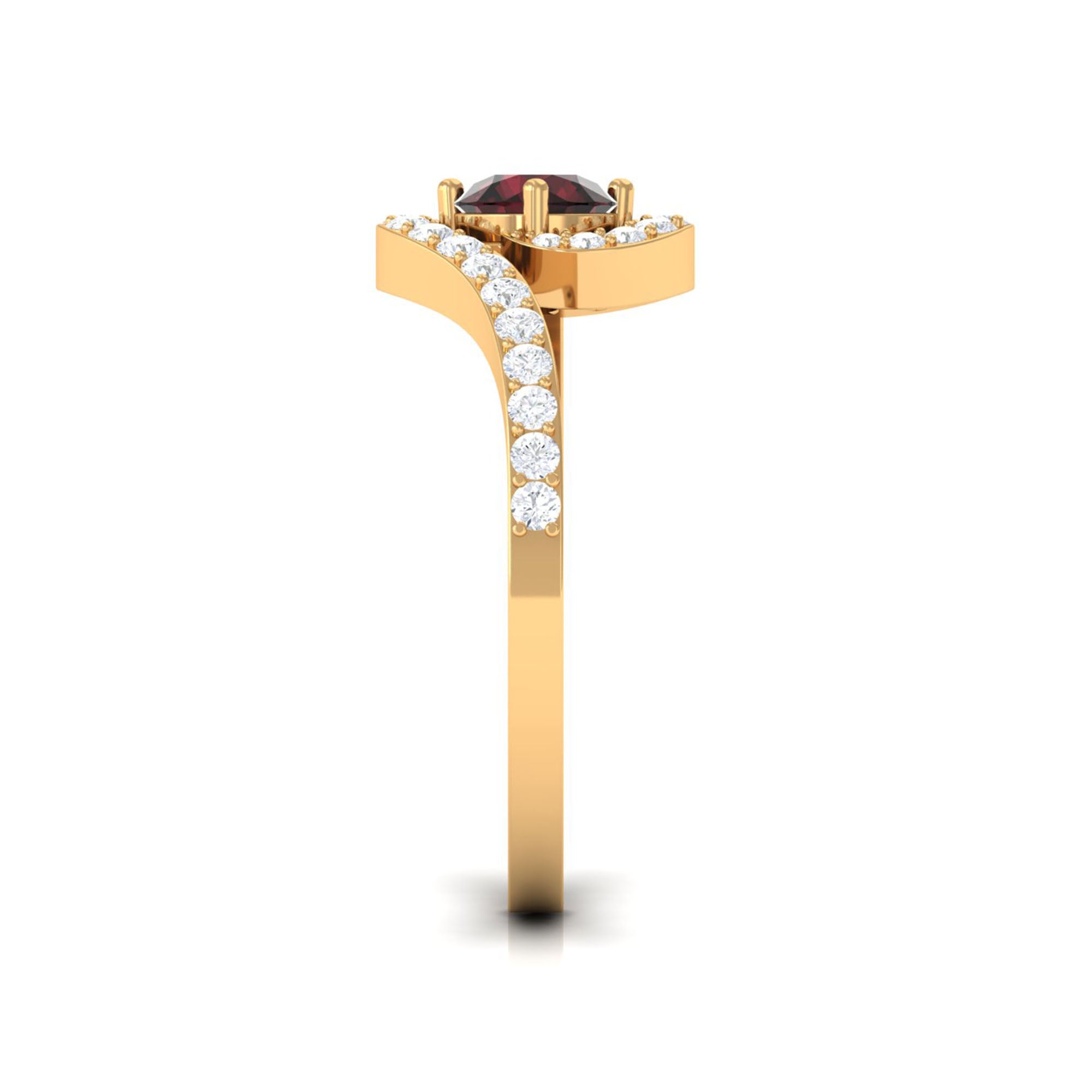 1 Carat Bypass Shank Garnet and Diamond Engagement Ring Garnet - ( AAA ) - Quality - Rosec Jewels