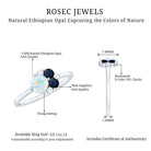 Rosec Jewels-Natural Ethiopian Opal and Blue Sapphire Cluster Promise Ring with Moissanite