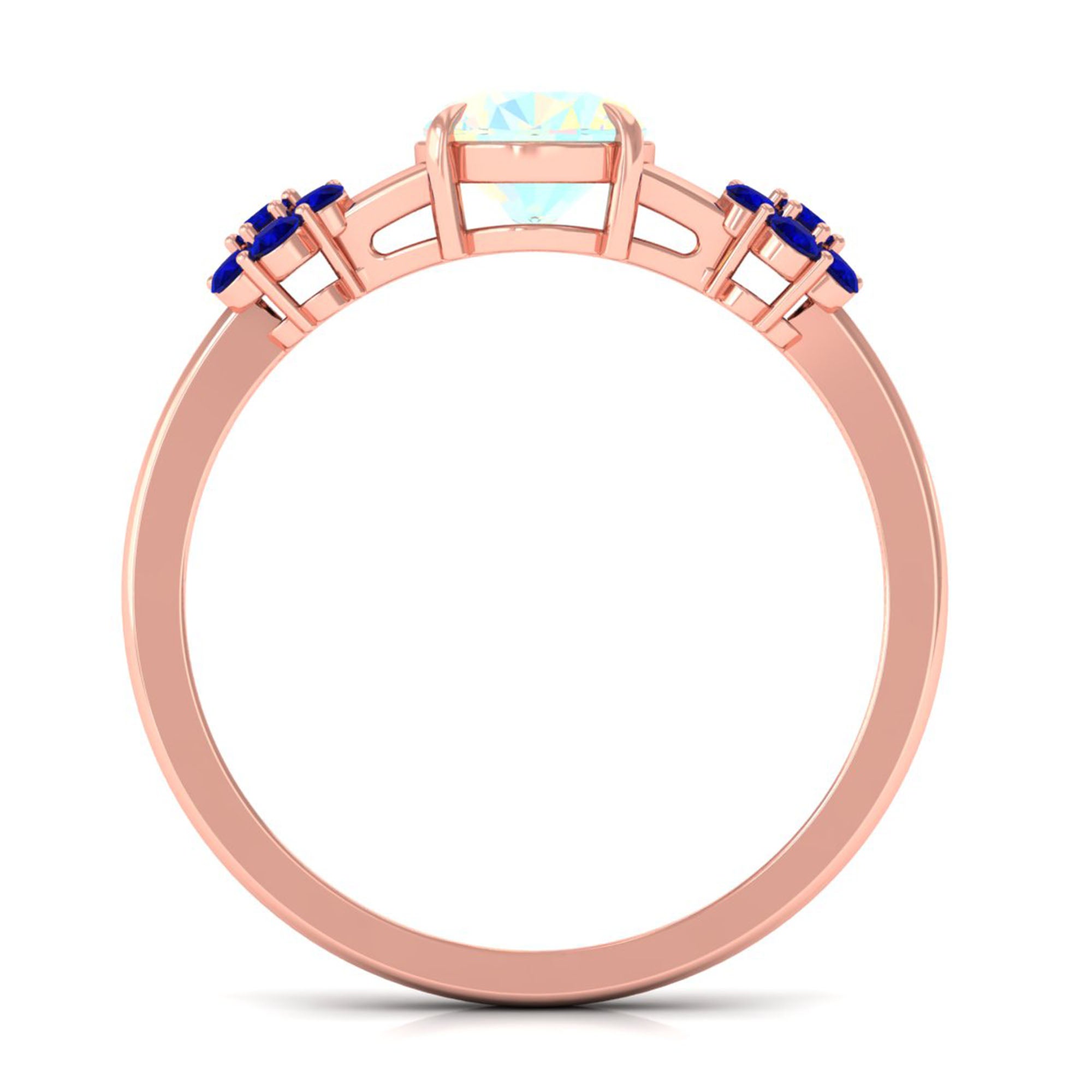 Rosec Jewels-Oval Cut Ethiopian Opal Cocktail Engagement Ring with Blue Sapphire