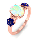 Rosec Jewels-Oval Cut Ethiopian Opal Cocktail Engagement Ring with Blue Sapphire