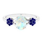 Rosec Jewels-Oval Cut Ethiopian Opal Cocktail Engagement Ring with Blue Sapphire