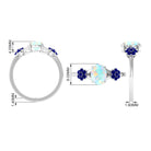 Rosec Jewels-Oval Cut Ethiopian Opal Cocktail Engagement Ring with Blue Sapphire