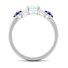 Rosec Jewels-Oval Cut Ethiopian Opal Cocktail Engagement Ring with Blue Sapphire