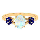 Rosec Jewels-Oval Cut Ethiopian Opal Cocktail Engagement Ring with Blue Sapphire