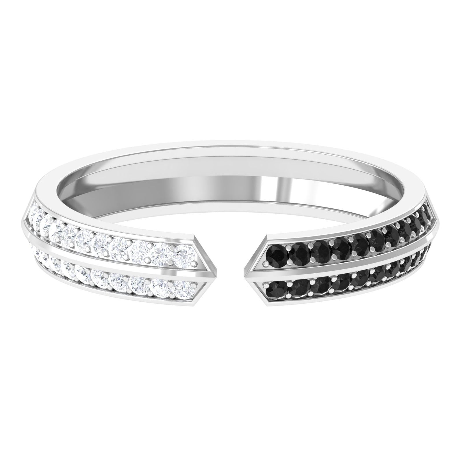 Rosec Jewels-1/2 CT Black and White Diamond Contemporary Cuff Eternity Ring