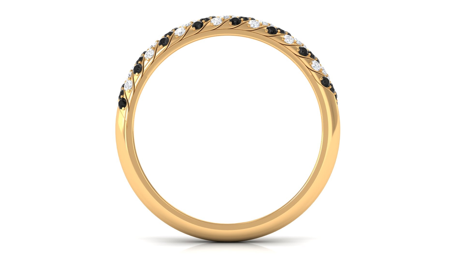 0.50 CT Natural Black Diamond Half Eternity Ring with Moissanite Black Diamond - ( AAA ) - Quality - Rosec Jewels